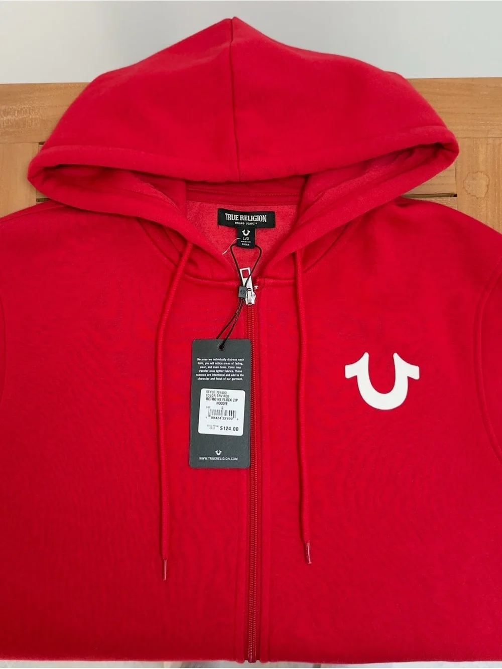 True Religion Red Full-Zip Hoodie Jacket